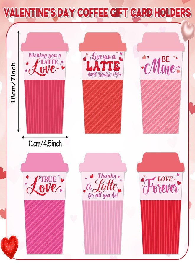 Potchen 6 Set Valentine's Day Gift Card Holders with Heart Crochet Coffee Cozy Sleeve Pink Valentines Coffee Cup Gift Card Sleeves for Appreciation Teacher Friends Colleague Staff Party Favors - Image 3